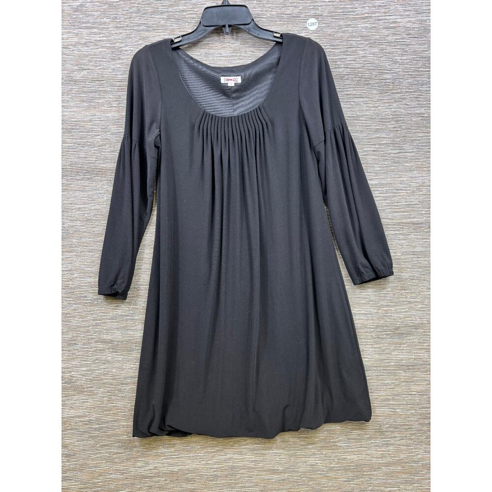 OC BY OC Sheath Dress Womens Size 4 Black Pleated 3/4 Sleeve Casual Career